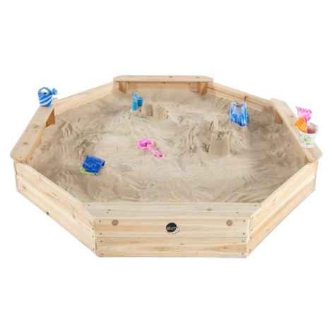 Cutie hexagonala din lemn pentru nisip Giant 150x150 cm cu bancute si prelata - imagine 5